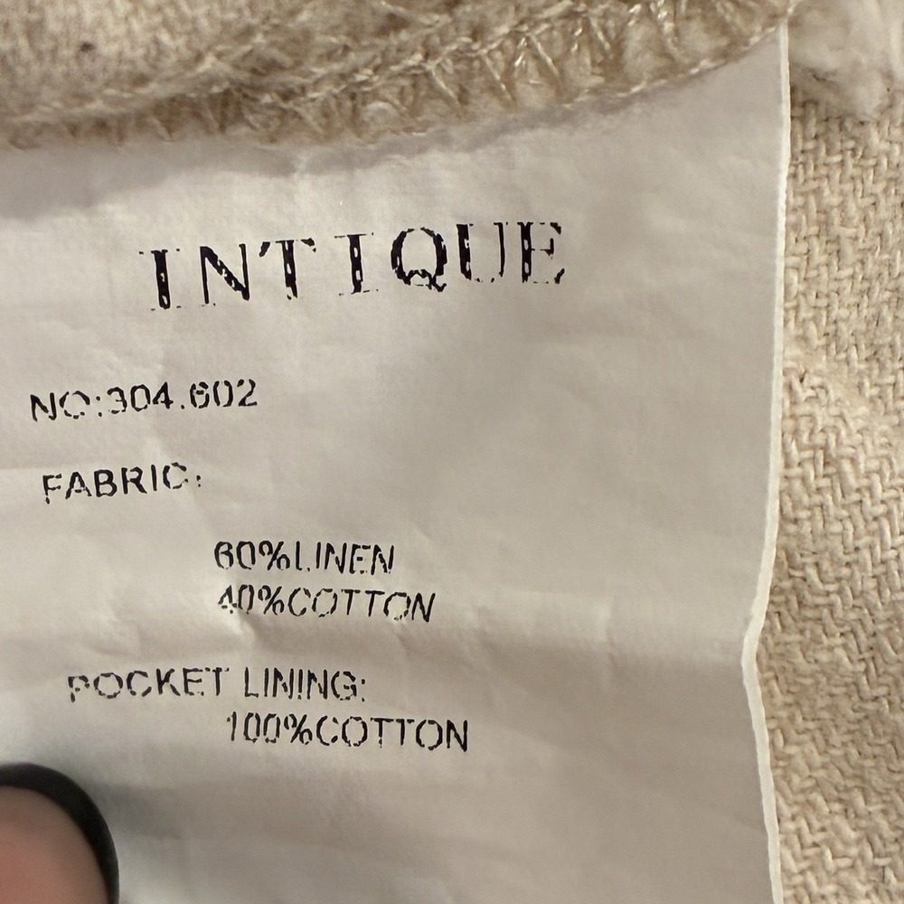 Intique Lagenlook Linen Blend Maxi Dress Size S Oatmeal Sleeveless Minimalist - Picture 5 of 10